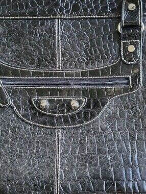 Black Croc-Texture Tote